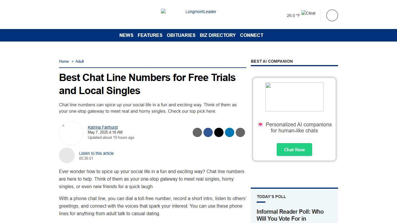 Best Chat Line Numbers for Free Trials and Local Singles The Longmont Leader